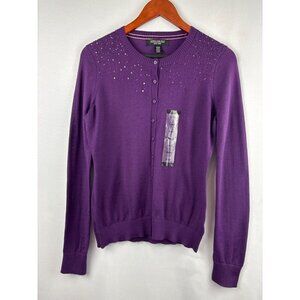 Women’s Central Park West Small Sparkly Plum Cardigan